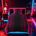 thumbnail image 2 of meiyoeat Modern Pink Striped Twin Bedding, Luxury Dark Gradient Duvet Cover Set for Boys, Pink, Black Reversible2 Pieces, 1 Duvet Cover and 1 Pillowcase, 2 of 7