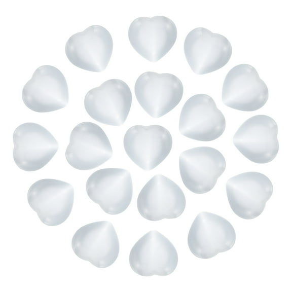 Uxcell 20Pcs Natural Heart Shaped Crystal Stone, 0.6 Inch 5/16" Thick Mini Polished Love Gemstone Crystal, Pocket Rock Engraved Worry Stones for Women Gift Meditation, White Cats Eye