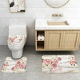 thumbnail image 2 of Bath Rugs Soft Non-Slip Absorbent Pink Flowers Bathroom Mats 3Pcs Set Machine Washable, 2 of 4