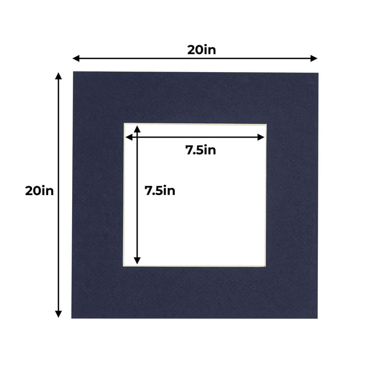 Navy Blue Acid Free 8x10 Picture Frame Mats with White Core Bevel
