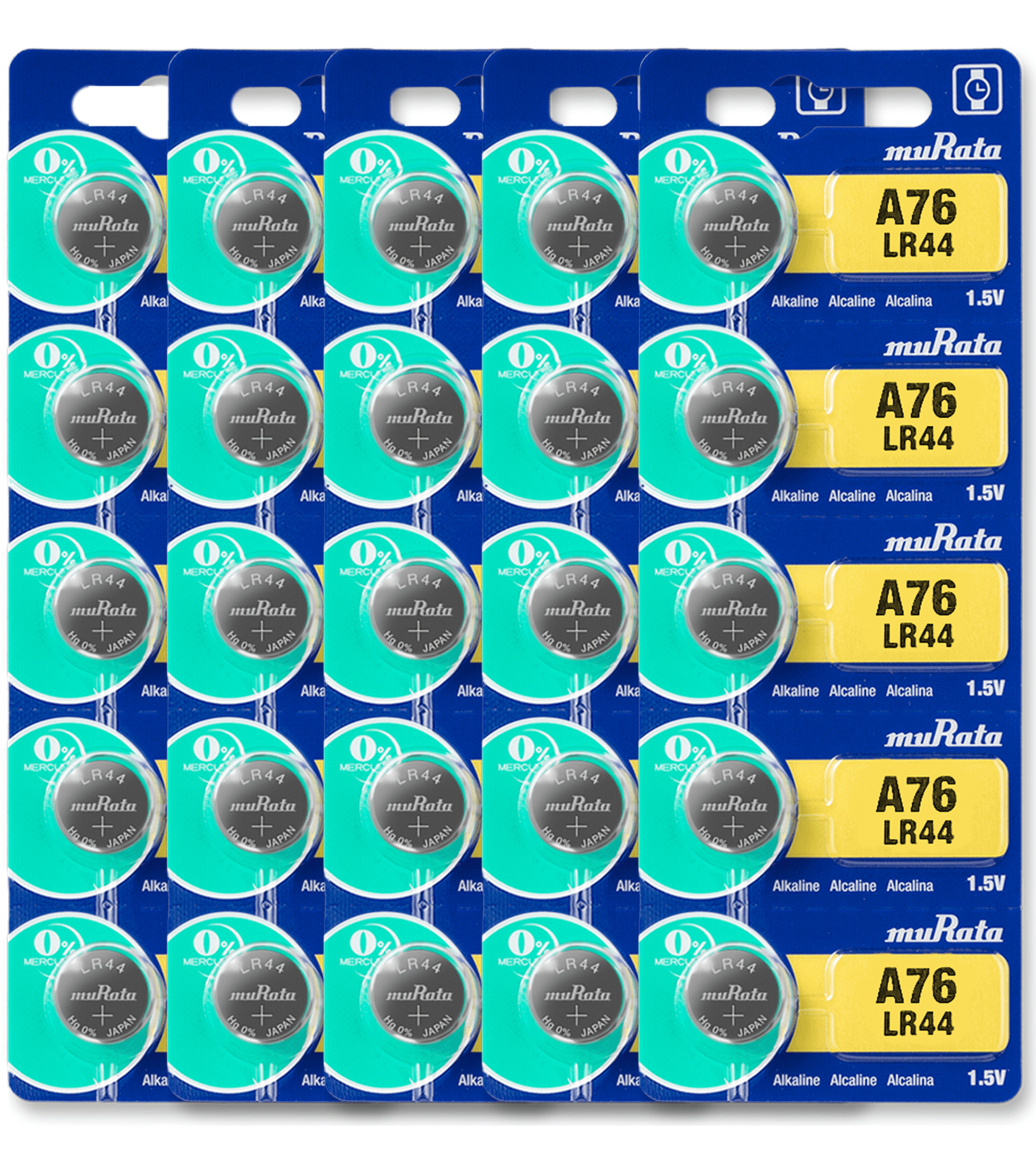 Murata LR44 Battery 1.55V Alkaline Button Cell (25 Batteries)