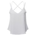 thumbnail image 1 of FashionOutfit Women's Solid V-Neck Back Cross Double Strap Woven Cami Tank Top, 1 of 1