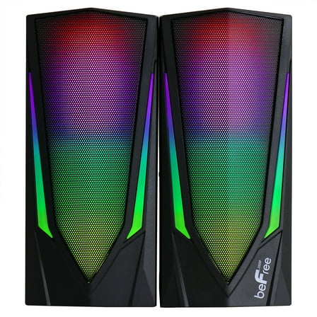 beFree Sound 2.0 Computer Gaming Speakers with LED RGB Lights