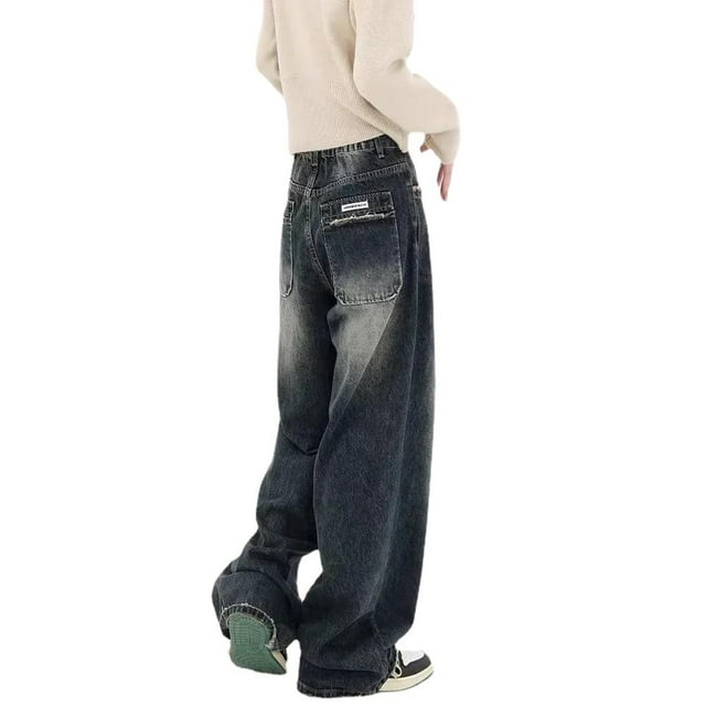 Jeans Baggy Y2K Harajuku pour Femmes, Mode Urbaine Rétro, Mode d'Automne, Jeans Amples à Jambe Grand pour Femmes