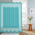 thumbnail image 4 of Teal Geometric Shower Curtains for Bathroom, White Greek Key Design Abstract Modern Art Waterproof Fabric Shower Curtain, Decorative Bathroom Curtain for Bathtub, 72"x78" , No Hooks Included, 4 of 9