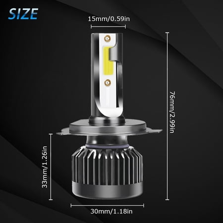 h4 led headlight bulbs 6500k 12000 lumens extremely super bright 9003 hi lo heatsink base cob chips conversion kit xenon white walmart canada