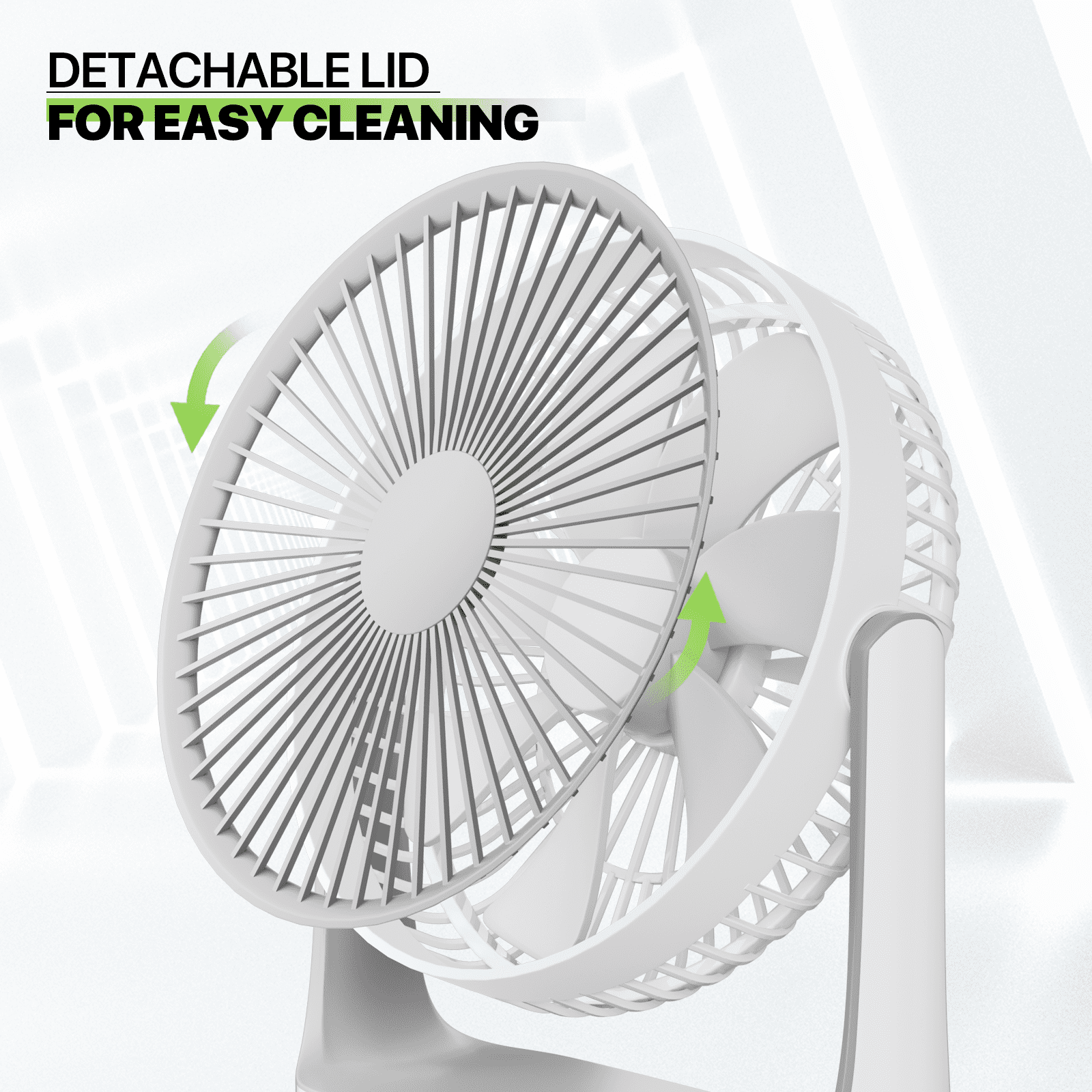 Magshion USB Desktop Fan, Rechargeable Wall Mounted Hanging Fan with LED Light and Hook, Speed Adjustable Air Cooler Fan For Home Bedroom, White