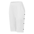 thumbnail image 7 of Ttongbb Women Short Pants Elastic Waist Knee Length Straight Leg Side Button Decor Cropped Pants With Pockets Travel Wear, 7 of 7