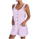 thumbnail image 1 of Mono corto de verano informal con botones para mujer - Poliéster, sin mangas, pantalón corto ancho - S-XXL, 1 of 5