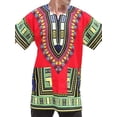 thumbnail image 1 of MAWCLOS Men T Shirts Tribal Festival Summer Tops African Print Dashiki T-Shirt Mens Loose Fit Tee Daily Wear Blouse Red 3XL, 1 of 2