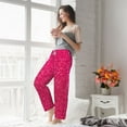 thumbnail image 5 of Cauagu Rose Red Glitter Pajama Pants for Women Loose Fit Wide Leg Trouser Pants Casual Elastic Waist Drawstring Lounge Pants, 5 of 6