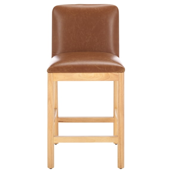 SAFAVIEH Gavril Rectangle Mid Back Counter Stool, Cognac/Natural