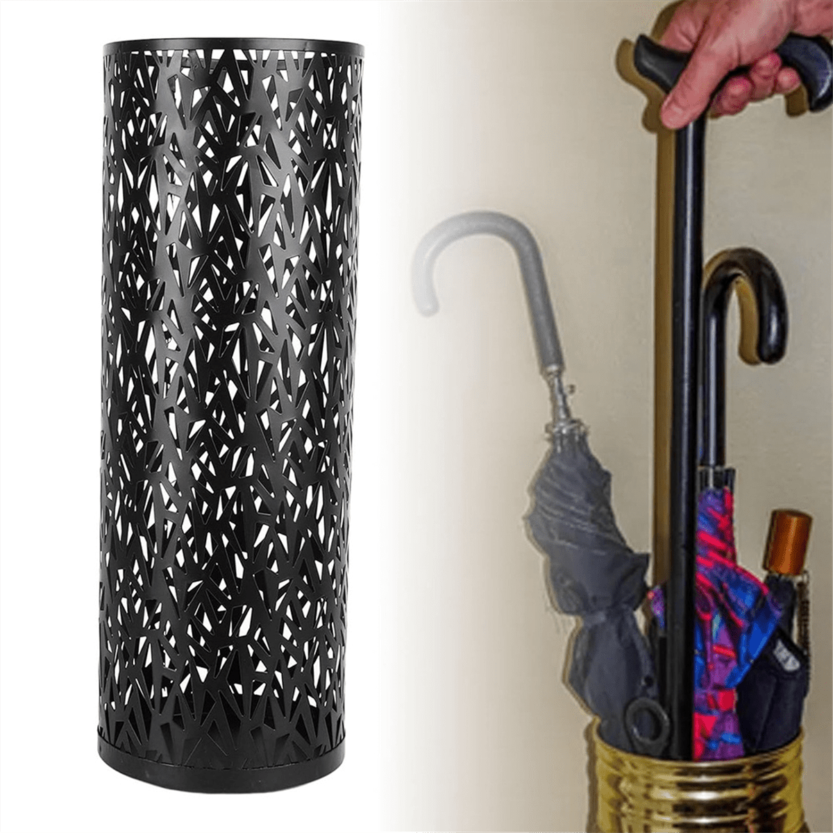 Umbrella Stand Hollow Freestanding Umbrella Stand Umbrella Bucket Decoration Home  Decoration Black