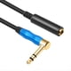thumbnail image 2 of Ángulo Recto 6,35mm TRS Estéreo Macho A Hembra Cable de Audio, Cable de Extensión de Guitarra para Amplificadores, Auriculares 30cm, 2 of 5