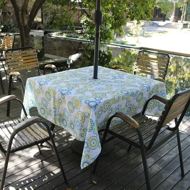 Square 60Inch Umbrella Outdoor Tablecloth with Zipper Fresh Polka Dots