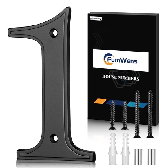 Números para casa FumWens de 5 pulgadas, negro, aleación de zinc, resistentes al óxido