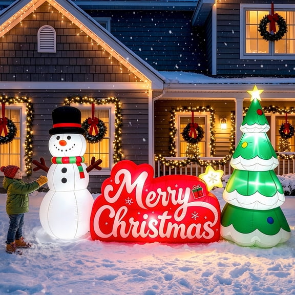 10 FT Christmas Inflatables, Merry Christmas Sign Blow-up Yard Decorations with LED Lights for Garden Holiday Yard Lawn Porch