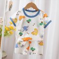 thumbnail image 2 of Xudanell 1st Birthday Outfit Boy Toddler Boy Summer Casual Clothes Color Block Short Sleeve T Shirt Shorts Set Sky Blue 18-24 Months, 2 of 6