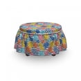 thumbnail image 3 of Colorful Ottoman Cover, Exotic Foliage Stripes, 2 Piece Slipcover Set with Ruffle Skirt for Square Round Cube Footstool Decorative Home Accent, Standard Size, Multicolor, by Ambesonne, 3 of 5