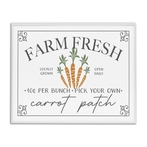 Farm Fresh Carrot Patch Seasonal Springtime Vegetables White Framed Giclee Art, 20 x 16, By JJ Design House LLC