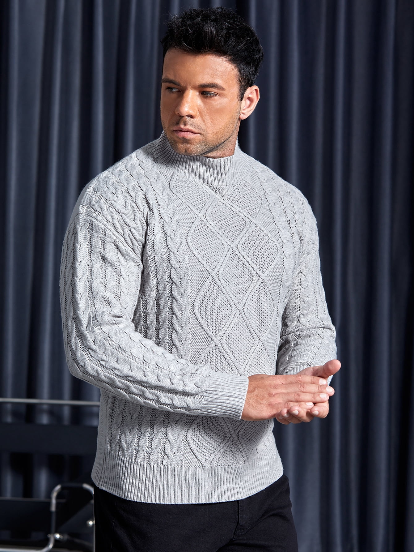 Extended Sizes Men Mock Neck Drop 