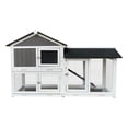 thumbnail image 4 of Ashion 2-Story Rabbit Hutch Wood Bunny Hutch Cage Small Animal House with Ramp No Leak Tray Weatherproof Roof for Outdoor & Indoor, 4 of 8
