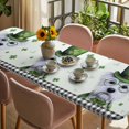 thumbnail image 3 of St. Patrick's Day Table Cloths for 8 Foot Rectangle Tables, Cute Puppy Lucky Shamrock Black Plaid Patio Waterproof Elastic Fitted Tablecloths, Washable Rectangular Table Cover for Camping, 3 of 8