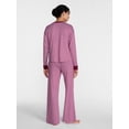 thumbnail image 4 of Joyspun Women's Cozy Lounge Collection Hacci Henley Top and Pants, 2-Piece Pajama Set, Sizes XS-3X, 4 of 5