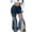 Blue, variant on BVOFAR Womens High Waist Patchwork Flare Jeans Plaid Bell Bottom Ruffle Hem Denim Pants with Pockets Trendy Casual Trousers