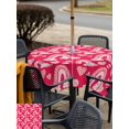 thumbnail image 4 of Outdoor Tablecloth with Umbrella Hole and Zipper, Valentine's Day Square Table Cloth 60x60 Inch Waterproof Tablecloth, Red Rainbow Love Heart Polka Dots Spring Picnic Table Cover for Patio Camping, 4 of 7