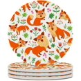 thumbnail image 2 of GZHJMY 1Pc Round Fox Flowers Leaves Ceramic Coasters with Cork-Backed for Coffee Drink, Cup Mat Absorbent Stone Coasters, 2 of 6