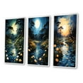 thumbnail image 3 of Designart "River Pointillism beauty At Night II" Pointillism Framed Wall Art Set Of 3 - Yellow Pointillism Frame Gallery Wall Set For Home Decor, 3 of 7