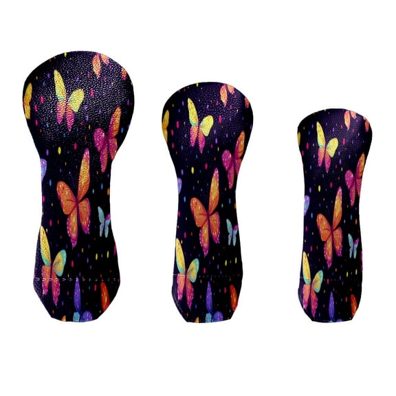 Golf Club Head Cover Waterproof Leather for Driver Golf Accessories Men Women Golf Gift for Golfers 1/3/5 Fairway Wood Cover Colorful Butterfly Pattern