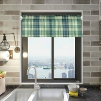 Green Tartan Pattern Curtain Valances Window Treatment Rod Pocket Drape Valance 54" X 18" for Kitchen Living Room Bedroom