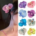 thumbnail image 3 of Xinwanna Phalaenopsis Flower Hair Clip Faux Silk Flower Design Hairpin Back Head Hair Claw Lightweight Stylish Accessory (Purple), 3 of 13