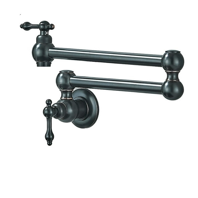 Kitchen Faucet Pot Filler Double Joint Spout Folding Stretchable Swing Arm, Wall Brass Single Hole Two Handle Kitchen Sink Tap ,Versatile Features