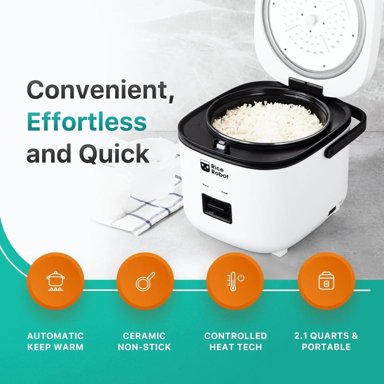 炊飯器・餅つき機 Rice Cooker and Electric kettle Rice Robot XL White 2QT Ceramic Nonstick Rice Cooker with Steamer
