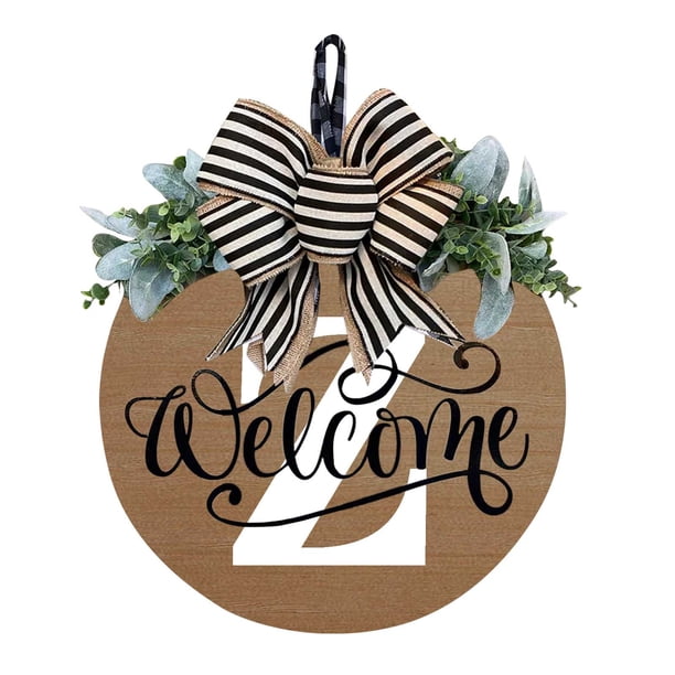 Front Door Wreath Decorative Hanging Plaques, Last Name Year Round, Wooden Frame, Festive Home Decor, Easy Installation, Metal Rolling, For Office, Elegant Door Accent,topliu