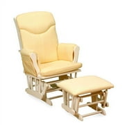 Sleigh Glider And Ottoman-wht W/ Yellow