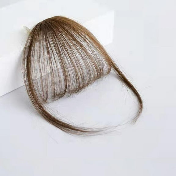 Clip in Bangs Real, Human Hair Bangs Wispy Dark Brown Clip In Bangs Fringe with Temples Real Human Hair Fake Bangs Extensions for Women Daily Wear