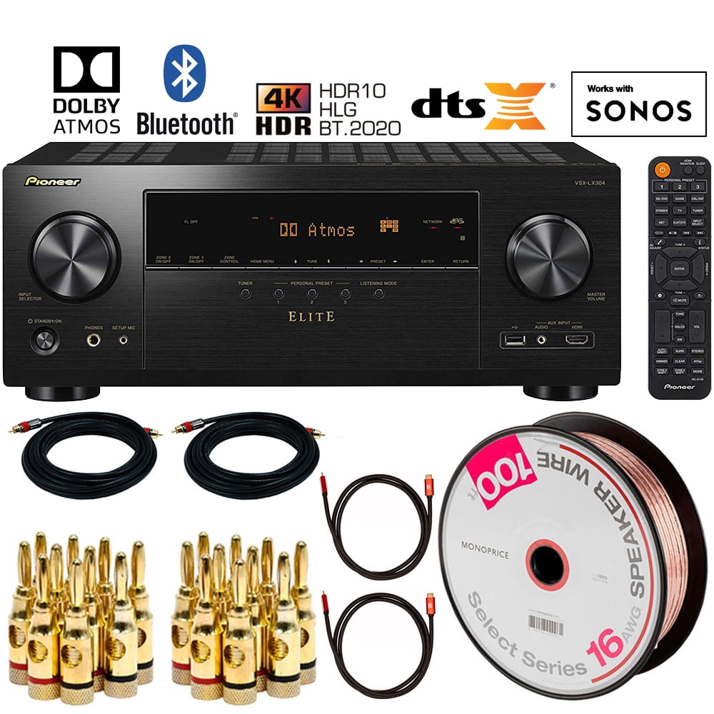 Pioneer VSXLX304 Elite 9.2ch Network AV Receiver Bundle with 100ft