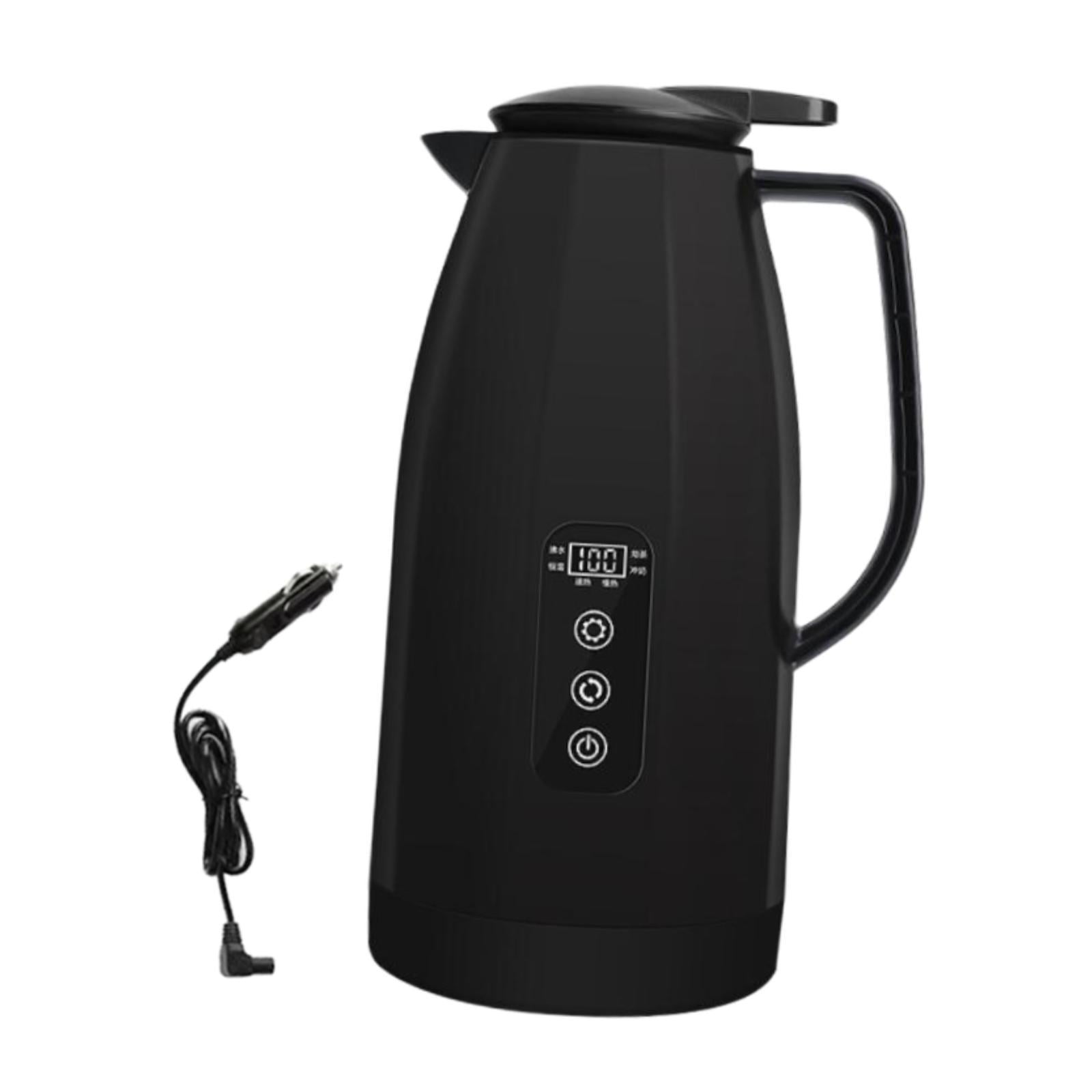 Baoblaze Electric Car Kettle 12V 24V Multifunctional 304 Stainless Steel Water Boiler Black 1.5L