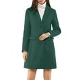 thumbnail image 3 of INSPIRE CHIC Women's Coat Solid Color Notched Lapel Single Breasted Winter Peacoat Green S, 3 of 8