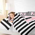 thumbnail image 4 of Manfei Dreamy Princess Bowtie 7-Piece King Bedding,Initial Letter M Design King Bed in a Bag,Pink Reversible, 4 of 7