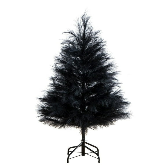 Nearly Natural 4ft. Artificial Halloween Black Pampas Grass Christmas Tree