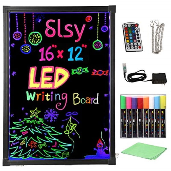 slsy illuminated led message writing board, 16"x12" erasable neon