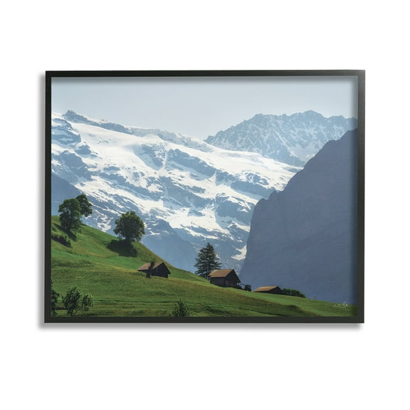 Stupell Industries Mountain Cottages Landscape Landscape Photography Black Framed Art Print Wall Art, 14 x 11