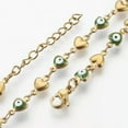 thumbnail image 2 of EOEMY Stainless Steel Bracelet Enamel Lobster Heart Evil Eye Red Green Yellow 7" P245-Green, 2 of 2