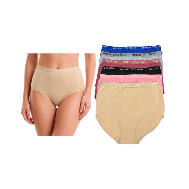 Paquete Con 6 Pantaletas Completas De Algodón a la Cintura Tatys Fashion Con 6 Colores Diferentes
