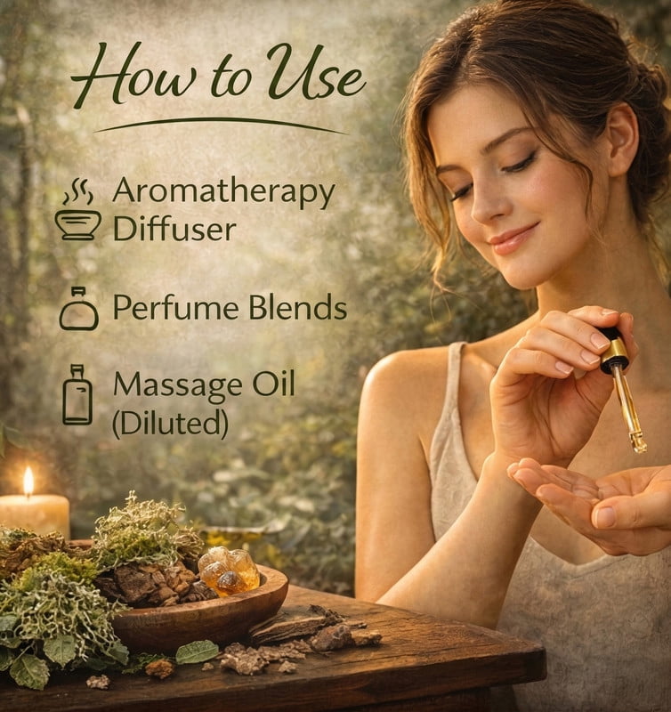 Deve Herbes Pure Oakmoss Essential Oil (Evernia prunastri) Steam Distilled, Natural & Aromatherapy Use 30ml with Glass Dropper